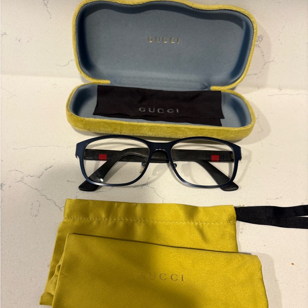 Gucci Black Eyeglasses with Yellow Case and Pouch